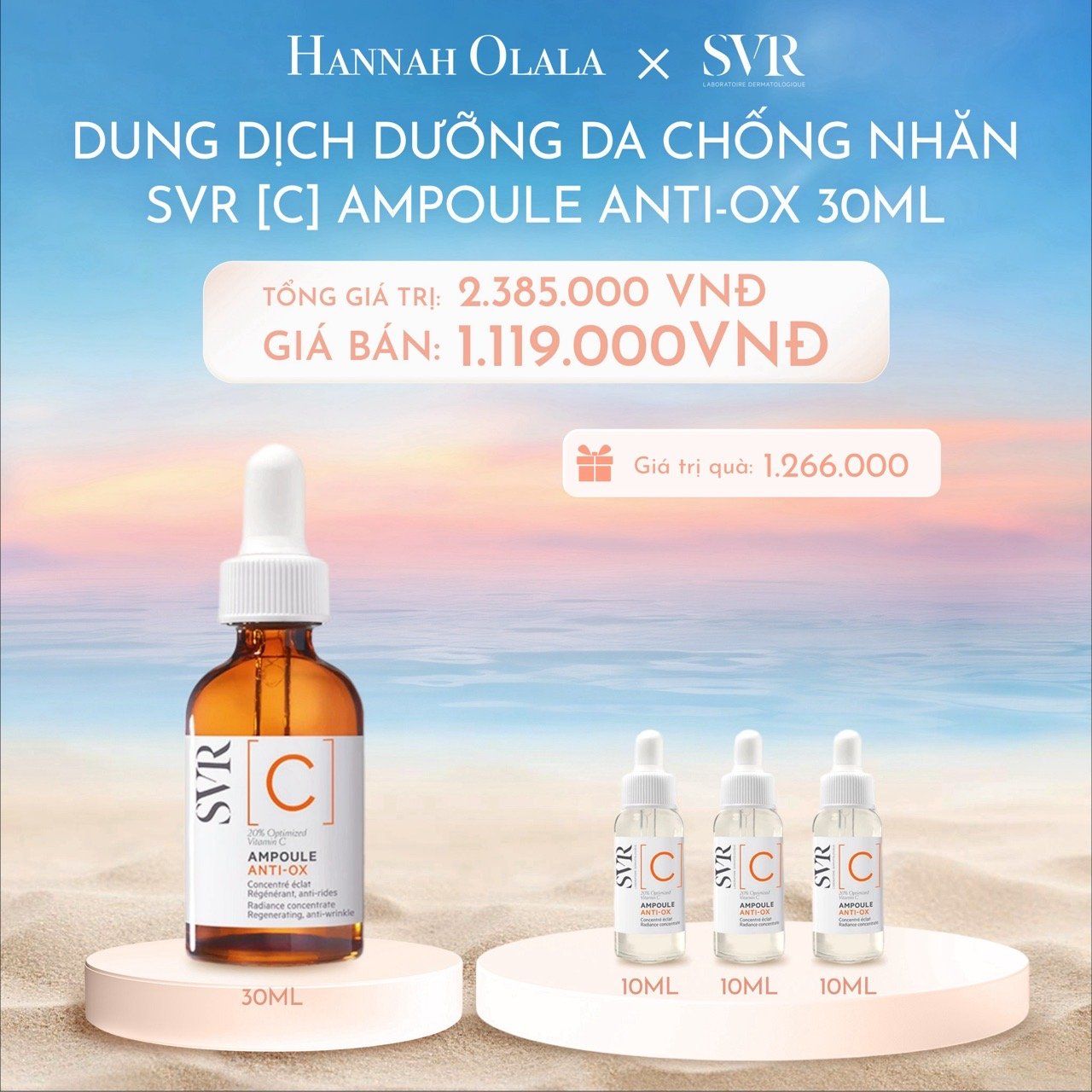  C1061_DEAL 10: DUNG DỊCH DƯỠNG DA DẠNG LỎNG GIÚP LÀM SÁNG DA VÀ CHỐNG NHĂN SVR [C] AMPOULE ANTI-OX 30ML 