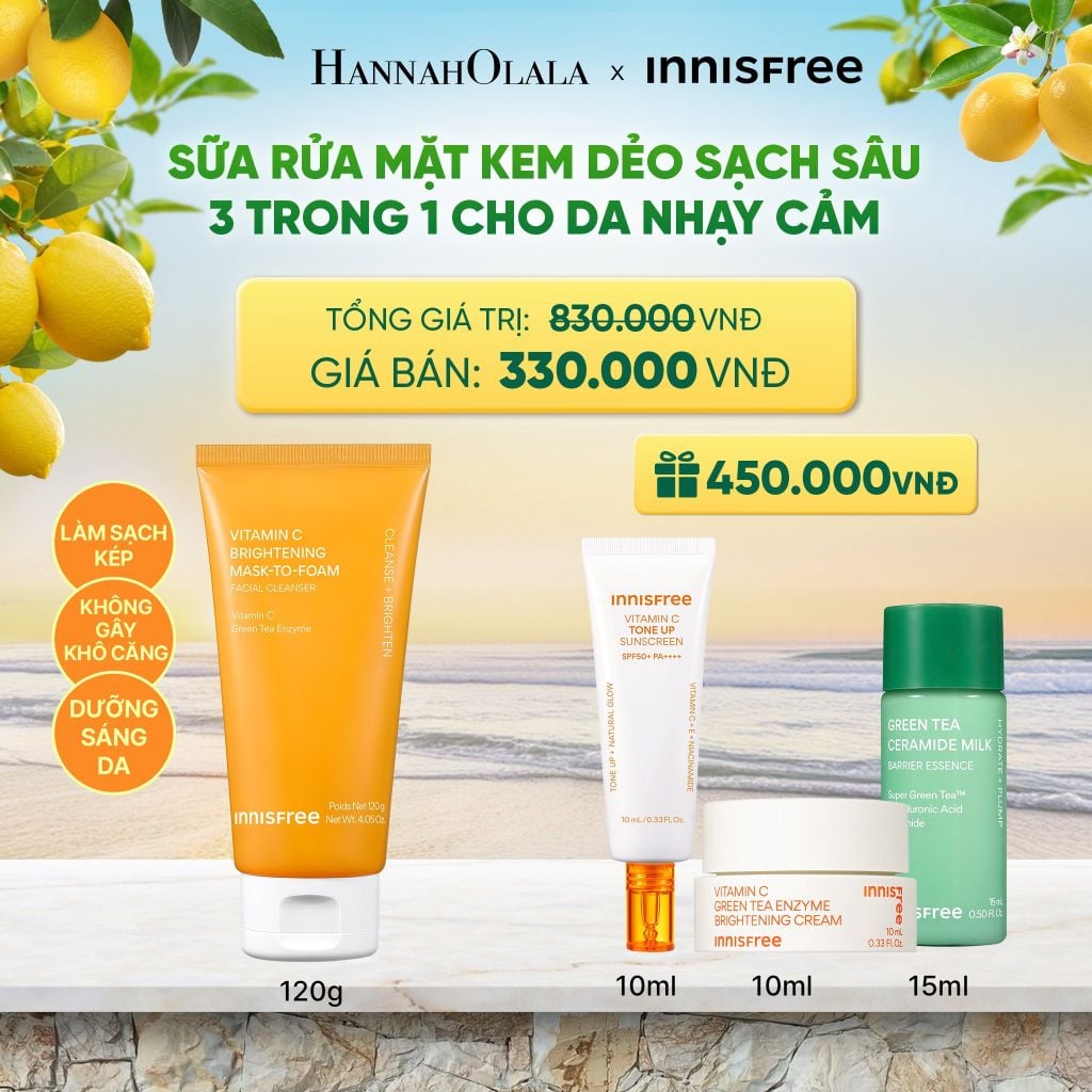  MỚI - SỮA RỬA MẶT KEM DẺO SẠCH SÂU SÁNG DA DỊU NHẸ INNISFREE VITAMIN C BRIGHTENING MASK-TO-FOAM FACIAL CLEANSER 120G - A1977 