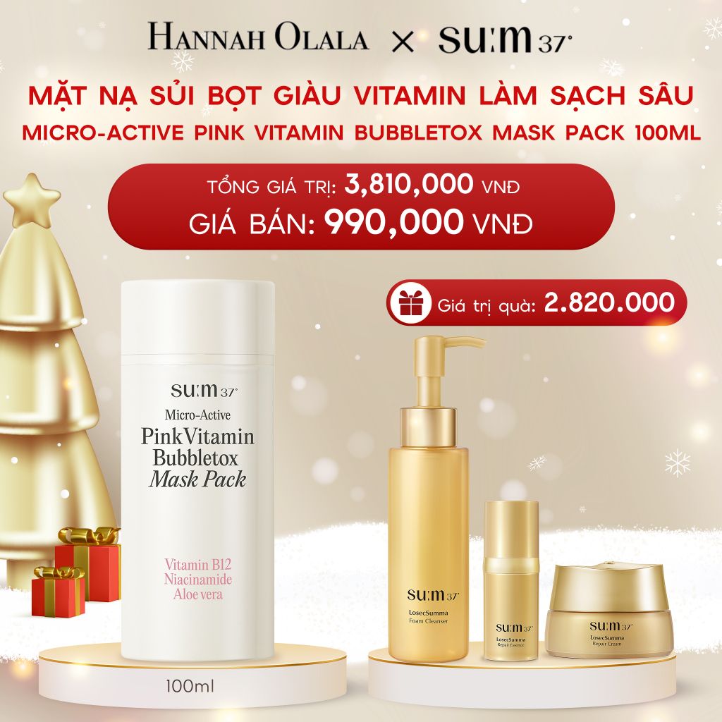  A325_DEAL 5: MẶT NẠ SỦI BỌT GIÀU VITAMIN LÀM SẠCH SÂU SU:M37 MICRO-ACTIVE PINK VITAMIN BUBBLETOX MASK PACK 100ML 