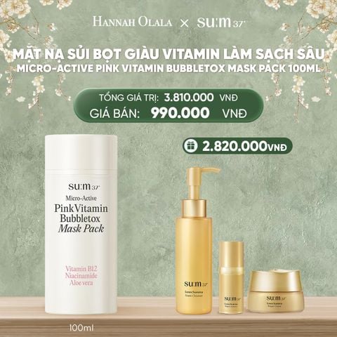  DEAL30: MẶT NẠ SỦI BỌT GIÀU VITAMIN LÀM SẠCH SÂU SU:M37 MICRO-ACTIVE PINK VITAMIN BUBBLETOX MASK PACK 100ML 