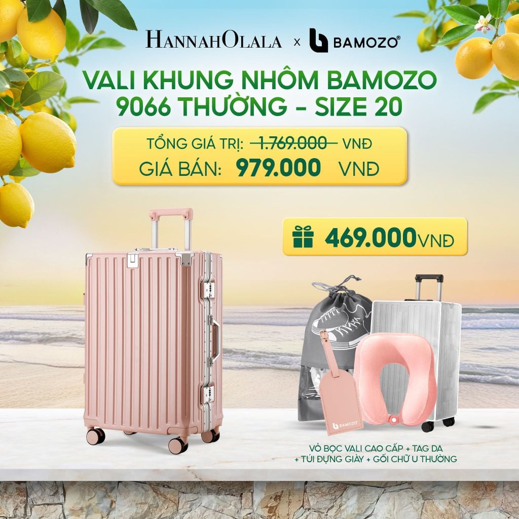  VALI BAMOZO KHUNG NHÔM 9066 BẢN THƯỜNG (TẶNG BỌC VALI TRONG SUỐT + TAG HÀNH LÝ DA) - DEAL 3 - A1212 