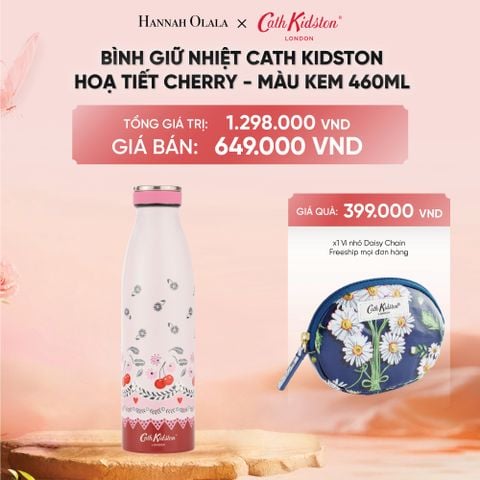  DEAL 6: BÌNH GIỮ NHIỆT CATH KIDSTON PHONG CÁCH VINTAGE ANH QUỐC HOẠ TIẾT STRAWBERRY - HỒNG 