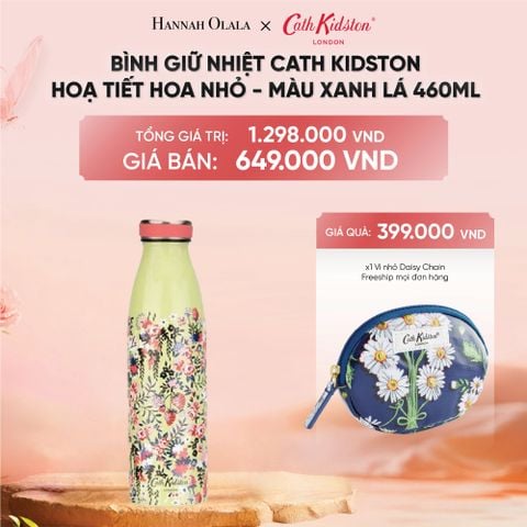  DEAL 6: BÌNH GIỮ NHIỆT CATH KIDSTON PHONG CÁCH VINTAGE ANH QUỐC HOẠ TIẾT STRAWBERRY - HỒNG 