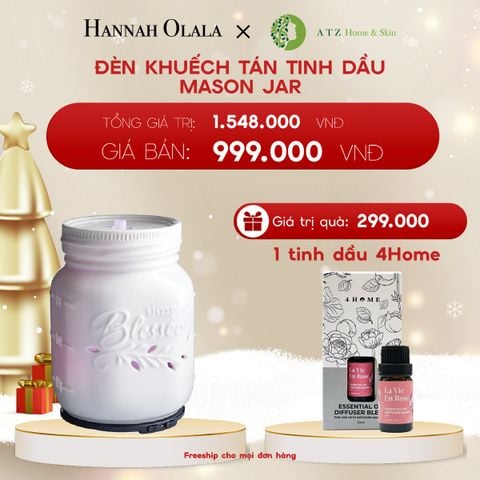  DEAL 6: MUA ĐÈN KHUẾCH TÁN TINH DẦU MASON JAR (DIFFUSER) GIÁ 1.249.000Đ GIẢM CÒN 999.000Đ
TẶNG 1 TINH DẦU 4HOME 10ML TRỊ GIÁ 299.000Đ 
