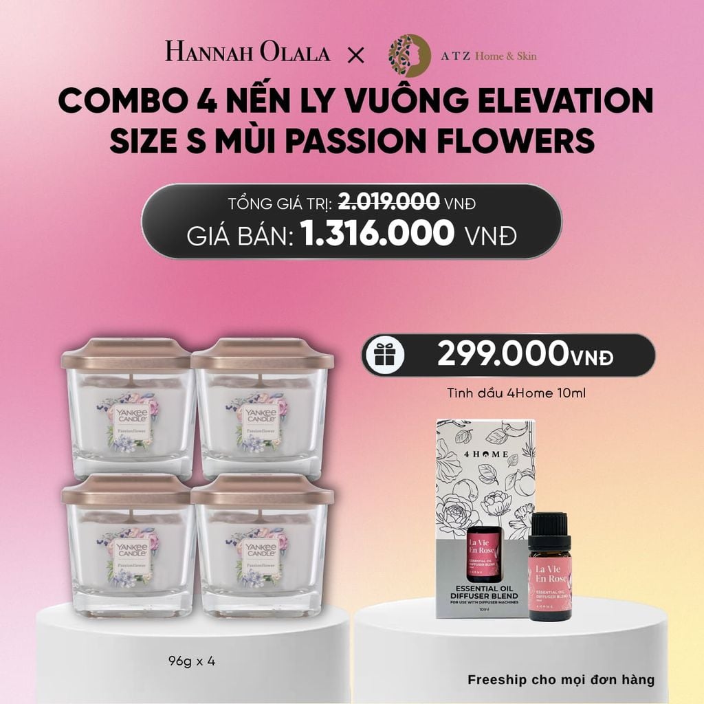  MUA COMBO 4 NẾN LY VUÔNG ELEVATION SIZE S MÙI PASSION FLOWERS_A129 
