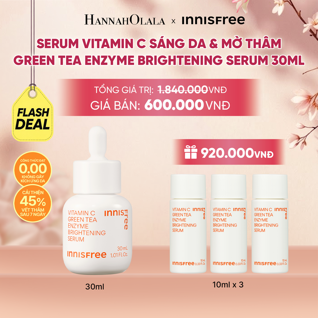  [FLASH DEAL] SERUM VITAMIN C SÁNG DA MỜ THÂM MỤN INNISFREE GREEN TEA ENZYME BRIGHTENING SERUM 30ML - A215 