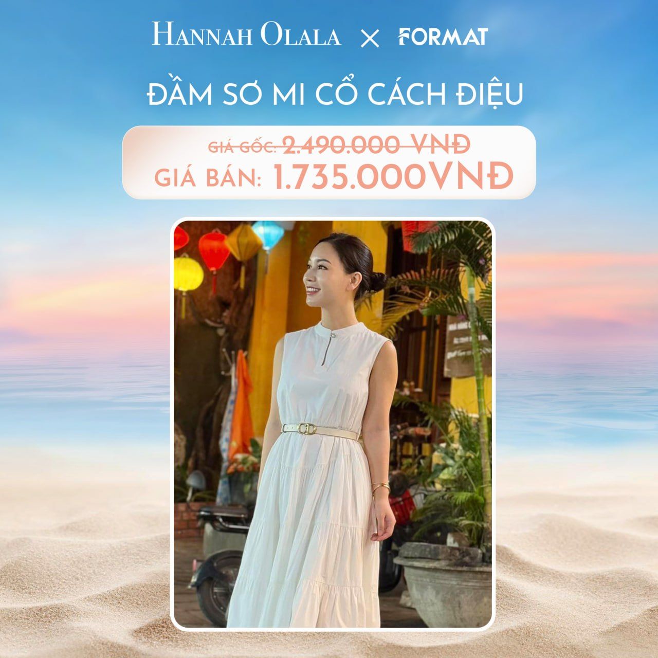  C993_DEAL 6: ĐẦM SƠ MI CỔ CÁCH ĐIỆU FORMAT 