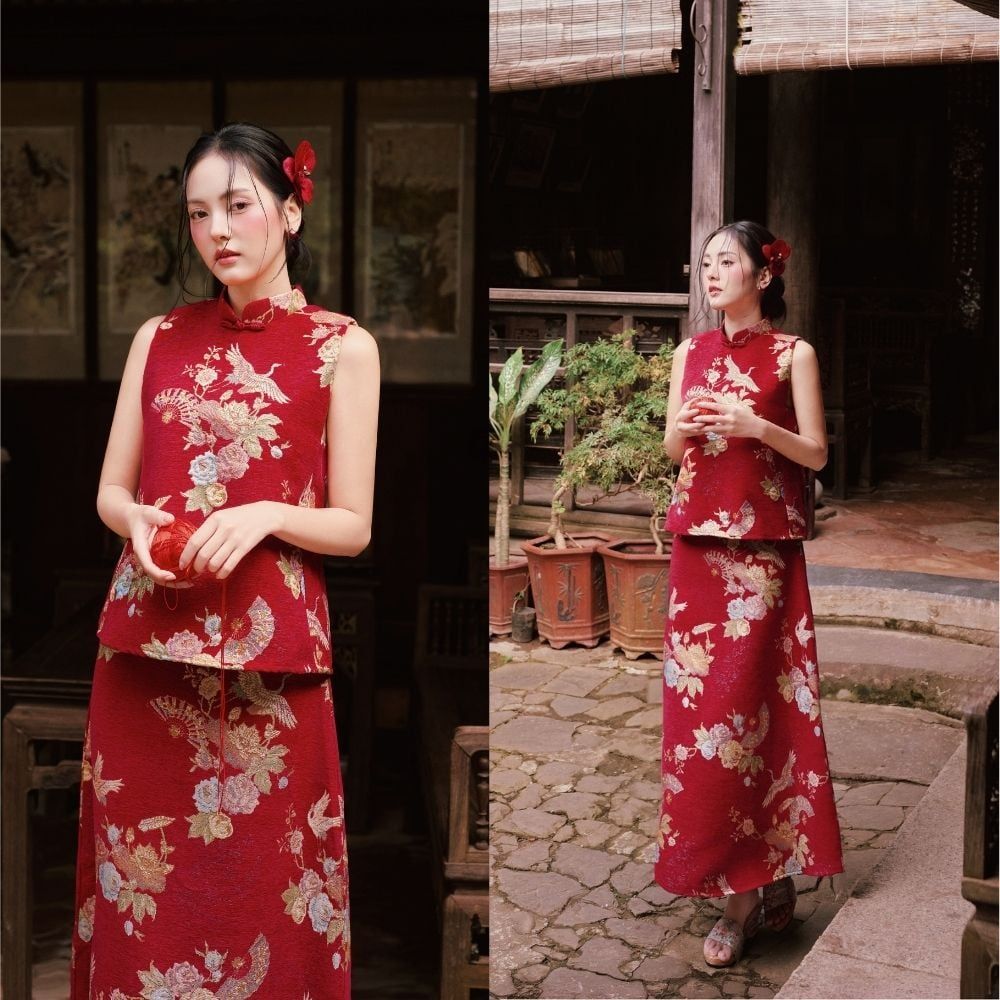  A613_DEAL 10: SET ĐỒ MẶC TẾT 02 MÓN HOA NIÊN 