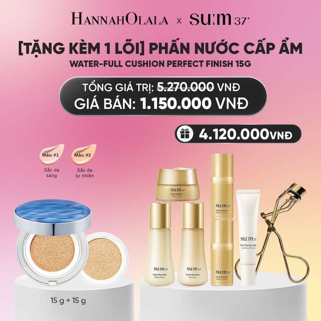  [TẶNG KÈM 1 LÕI] PHẤN NƯỚC CẤP ẨM SU:M37 WATER-FULL CC CUSHION PERFECT FINISH 15G_A439 