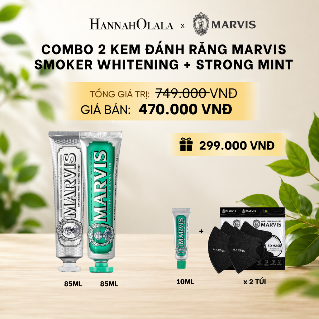 COMBO 2 KEM ĐÁNH RĂNG MARVIS 75ML/85ML - LÀM SẠCH RĂNG, GIỮ HƠI THỞ THƠM MÁT 