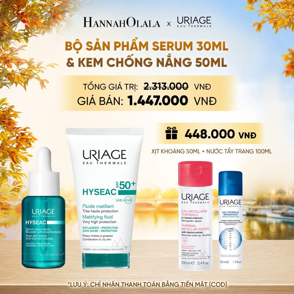  BỘ SẢN PHẨM SERUM 30ML & KEM CHỐNG NẮNG 50ML URIAGE HYSEAC CHO DA DẦU MỤN - E671 