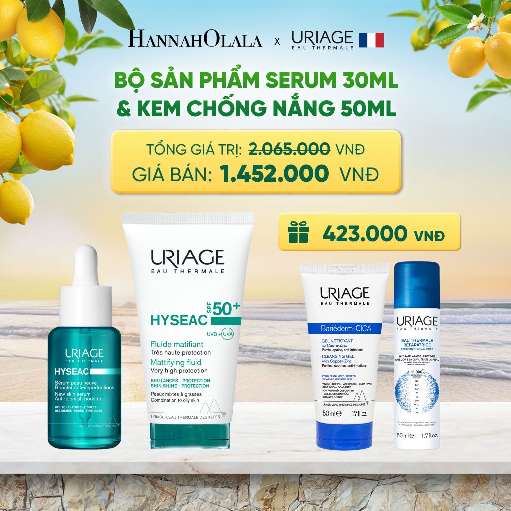  BỘ SẢN PHẨM SERUM 30ML & KEM CHỐNG NẮNG 50ML URIAGE HYSEAC CHO DA DẦU MỤN - A1600 