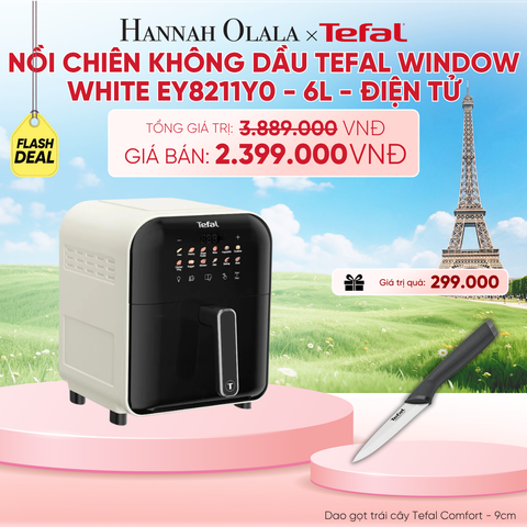  NỒI CHIÊN KHÔNG DẦU TEFAL WINDOW WHITE EY8211Y0 - 6L - ĐIỆN TỬ - B296 