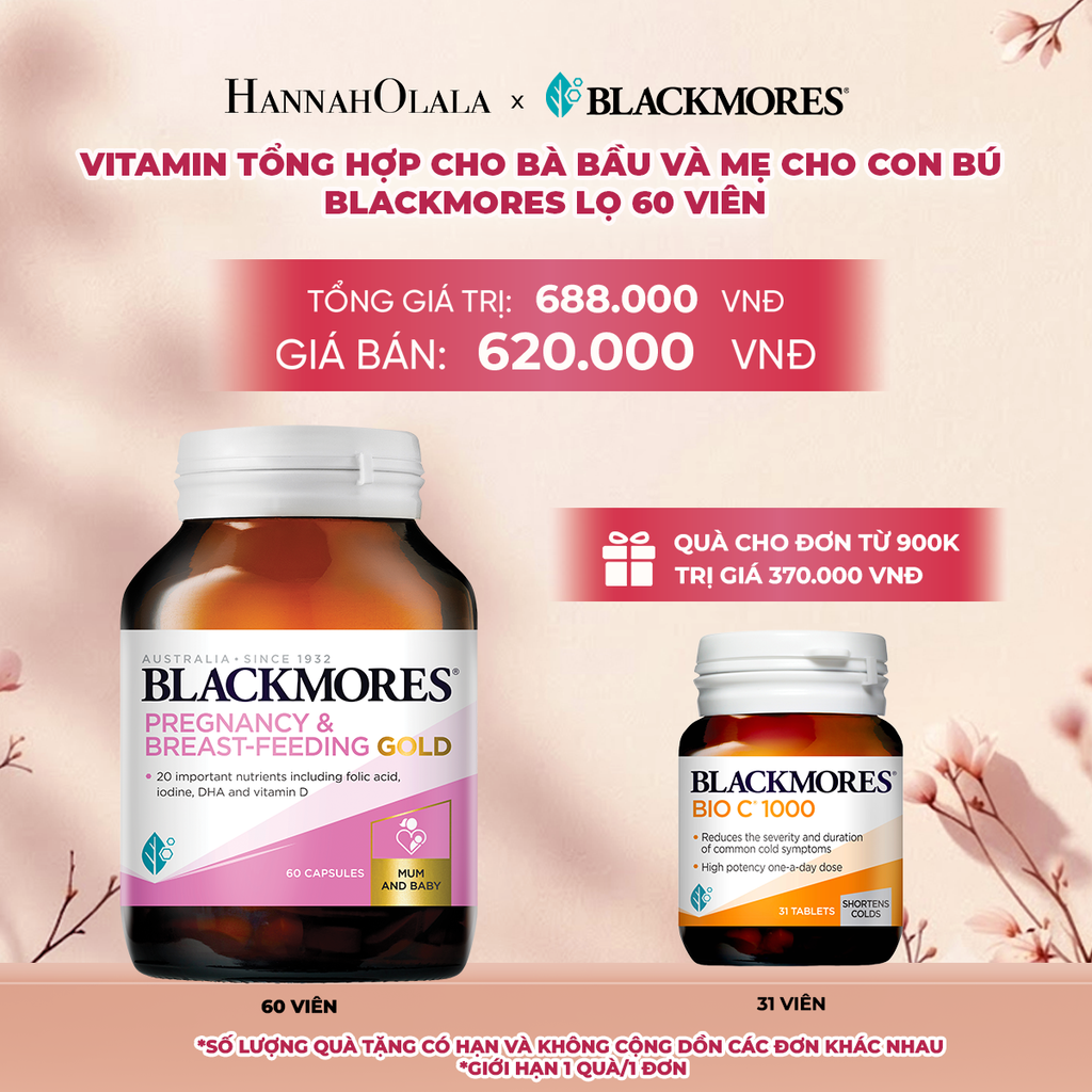  VITAMIN TỔNG HỢP CHO BÀ BẦU VÀ MẸ CHO CON BÚ BLACKMORES PREGNANCY & BREAST-FEEDING GOLD LỌ 60 VIÊN - A348 