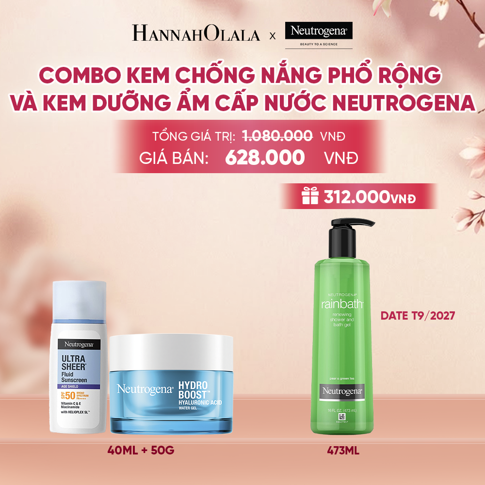 COMBO KEM CHỐNG NẮNG PHỔ RỘNG NEUTROGENA ULTRA SHEER 40ML + KEM DƯỠNG ẨM WATER GEL 50G - A208 