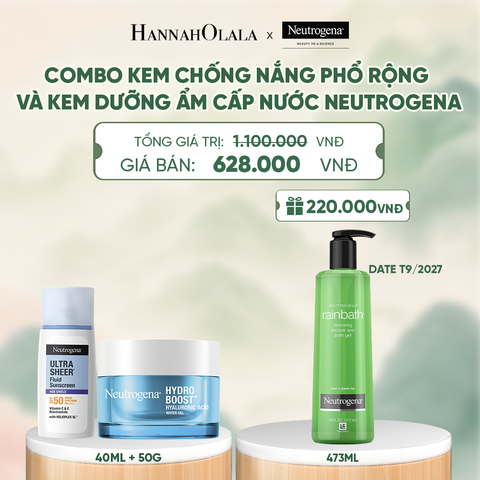  COMBO KEM CHỐNG NẮNG PHỔ RỘNG NEUTROGENA ULTRA SHEER 40ML + KEM DƯỠNG ẨM WATER GEL 50G - A1001 