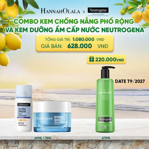 COMBO KEM CHỐNG NẮNG PHỔ RỘNG NEUTROGENA ULTRA SHEER 40ML + KEM DƯỠNG ẨM WATER GEL 50G - A2063 