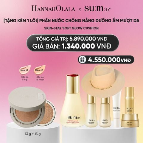  [TẶNG KÈM 1 LÕI] PHẤN NƯỚC CHỐNG NẮNG DƯỠNG ẨM MƯỢT DA SUM37 SKIN-STAY SOFT GLOW CUSHION_A444 