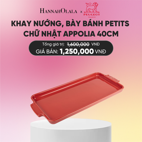  KHAY NƯỚNG, BÀY BÁNH PETITS CHỮ NHẬT APPOLIA 40CM 