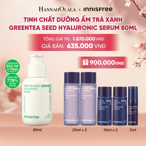  SERUM TRÀ XANH CẤP ẨM SÂU PHỤC HỒI DA VỚI PROBIOTICS INNISFREE GREEN TEA SEED HYALURONIC SERUM 80ML - A1388 