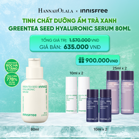  SERUM TRÀ XANH CẤP ẨM SÂU PHỤC HỒI DA VỚI PROBIOTICS INNISFREE GREEN TEA SEED HYALURONIC SERUM 80ML 
