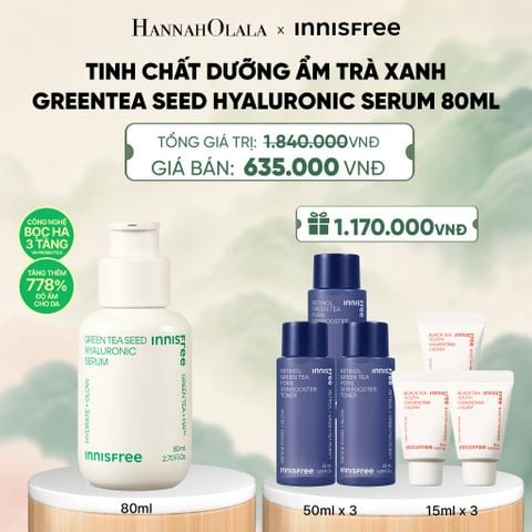  SERUM TRÀ XANH CẤP ẨM SÂU PHỤC HỒI DA VỚI PROBIOTICS INNISFREE GREEN TEA SEED HYALURONIC SERUM 80ML - A1627 