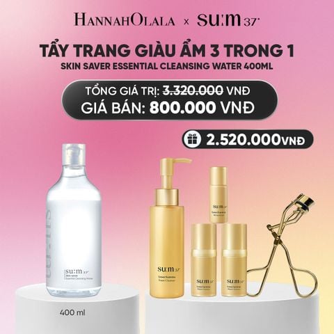  TẨY TRANG GIÀU ẨM 3 TRONG 1 SU:M37 SKIN SAVER ESSENTIAL CLEANSING WATER 400ML_A447 
