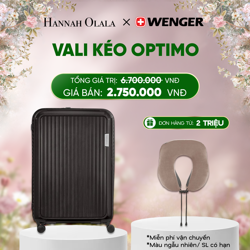  E168_DEAL25: VALI KÉO OPTIMO SIZE ĐẠI L *TẶNG KÈM GỐI CỔ WENGER 