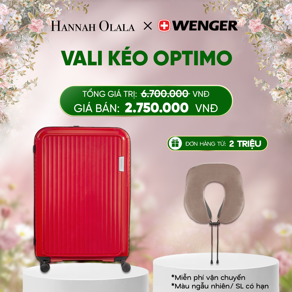  E168_DEAL25: VALI KÉO OPTIMO SIZE ĐẠI L *TẶNG KÈM GỐI CỔ WENGER 
