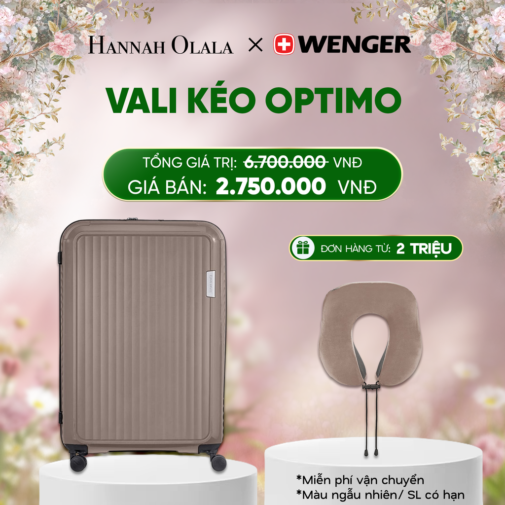  E168_DEAL25: VALI KÉO OPTIMO SIZE ĐẠI L *TẶNG KÈM GỐI CỔ WENGER 