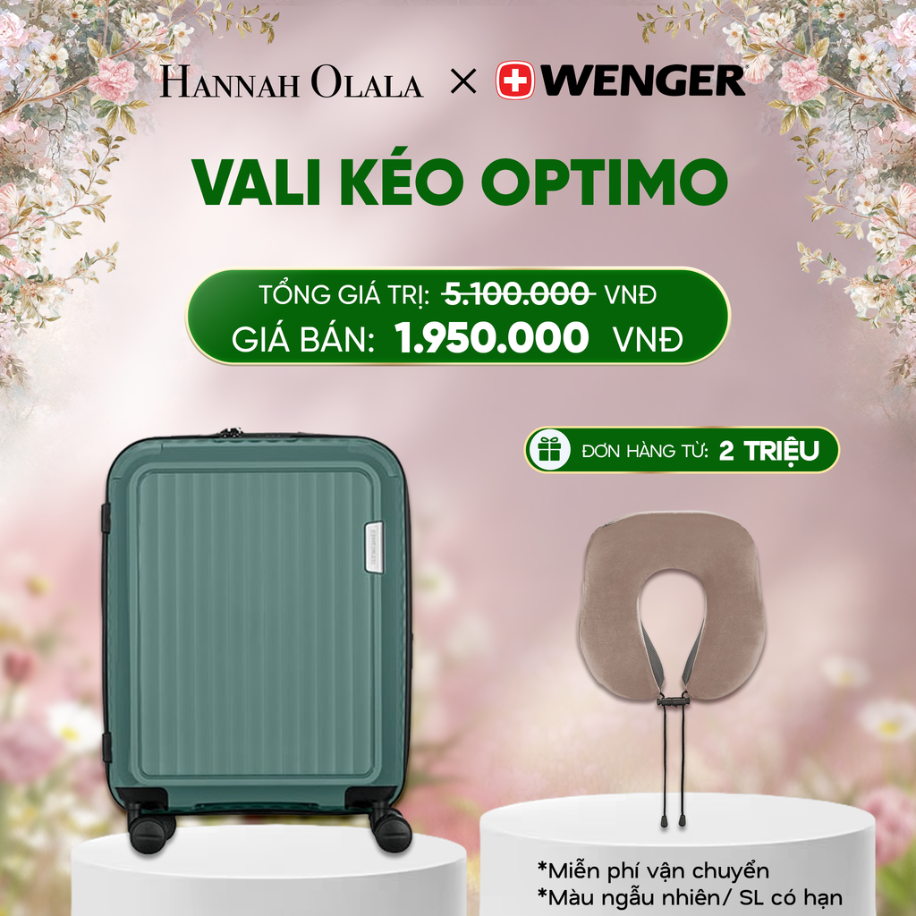  E178_DEAL23: VALI KÉO OPTIMO SIZE CABIN S *TẶNG KÈM GỐI CỔ WENGER 
