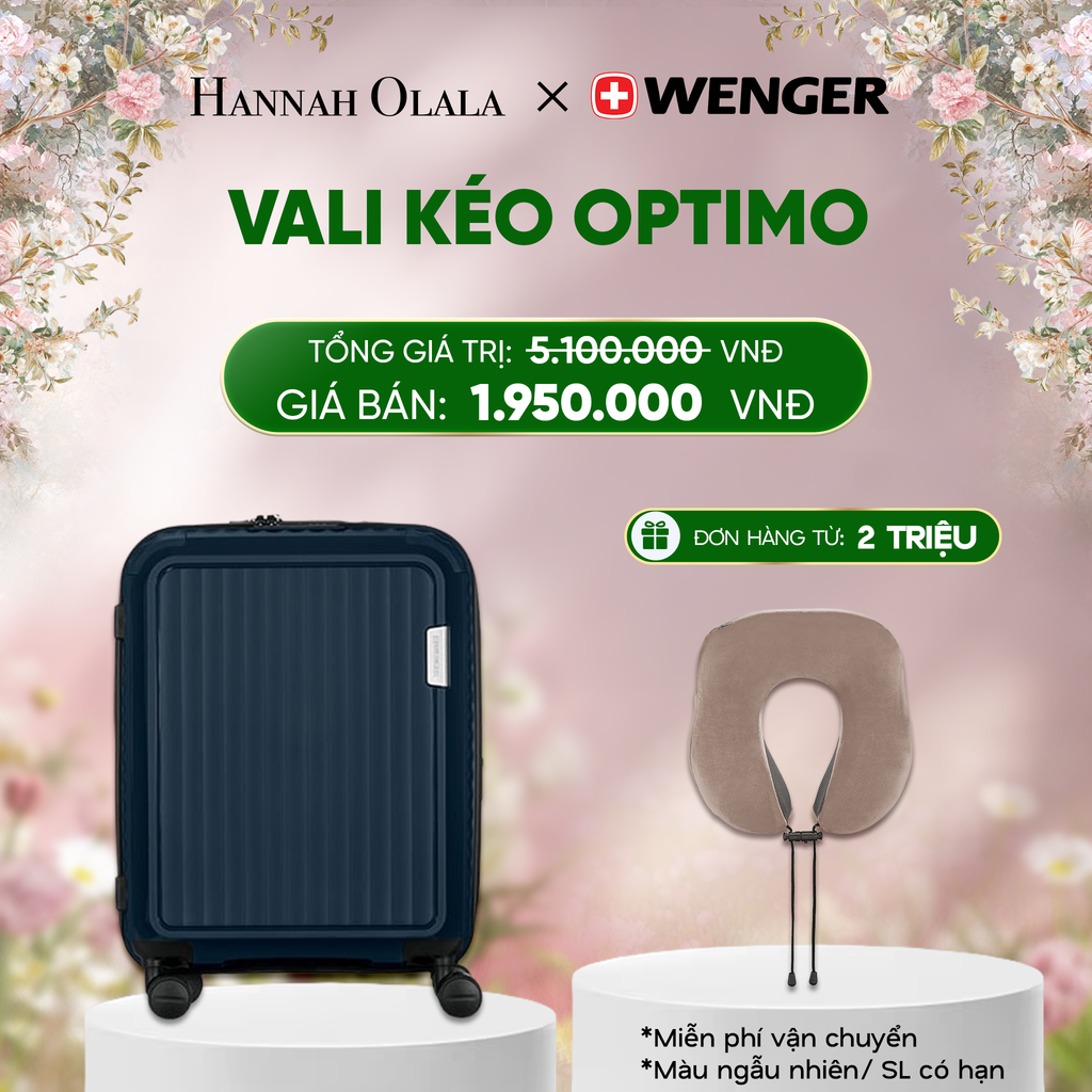  E178_DEAL23: VALI KÉO OPTIMO SIZE CABIN S *TẶNG KÈM GỐI CỔ WENGER 