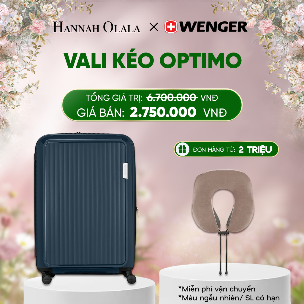  E168_DEAL25: VALI KÉO OPTIMO SIZE ĐẠI L *TẶNG KÈM GỐI CỔ WENGER 