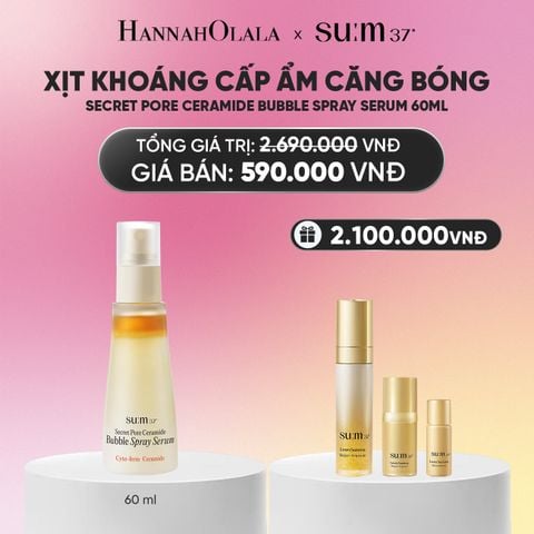  XỊT KHOÁNG CẤP ẨM SÂU CĂNG BÓNG DA SU:M37 SECRET PORE CERAMIDE BUBBLE SPRAY SERUM 60ML_A434 