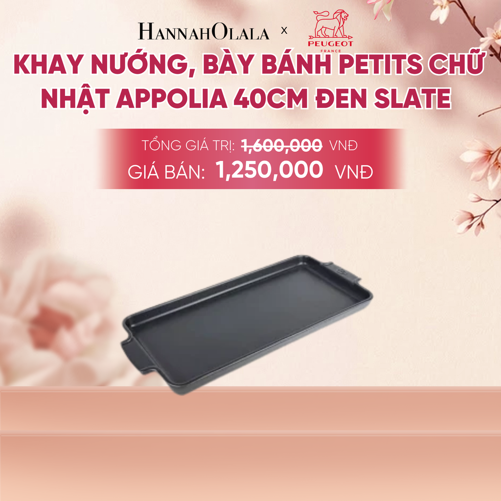  KHAY NƯỚNG, BÀY BÁNH PETITS CHỮ NHẬT APPOLIA 40CM - A1047 