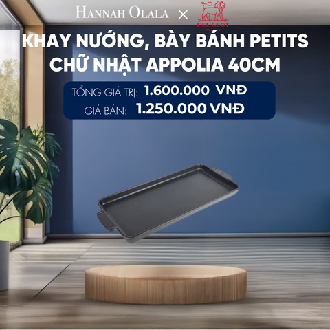  KHAY NƯỚNG, BÀY BÁNH PETITS CHỮ NHẬT APPOLIA 40CM 