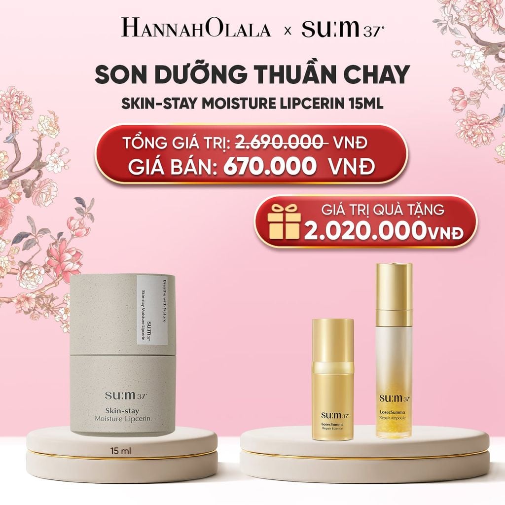 SON DƯỠNG THUẦN CHAY SU:M37 SKIN-STAY MOISTURE LIPCERIN 15ML 