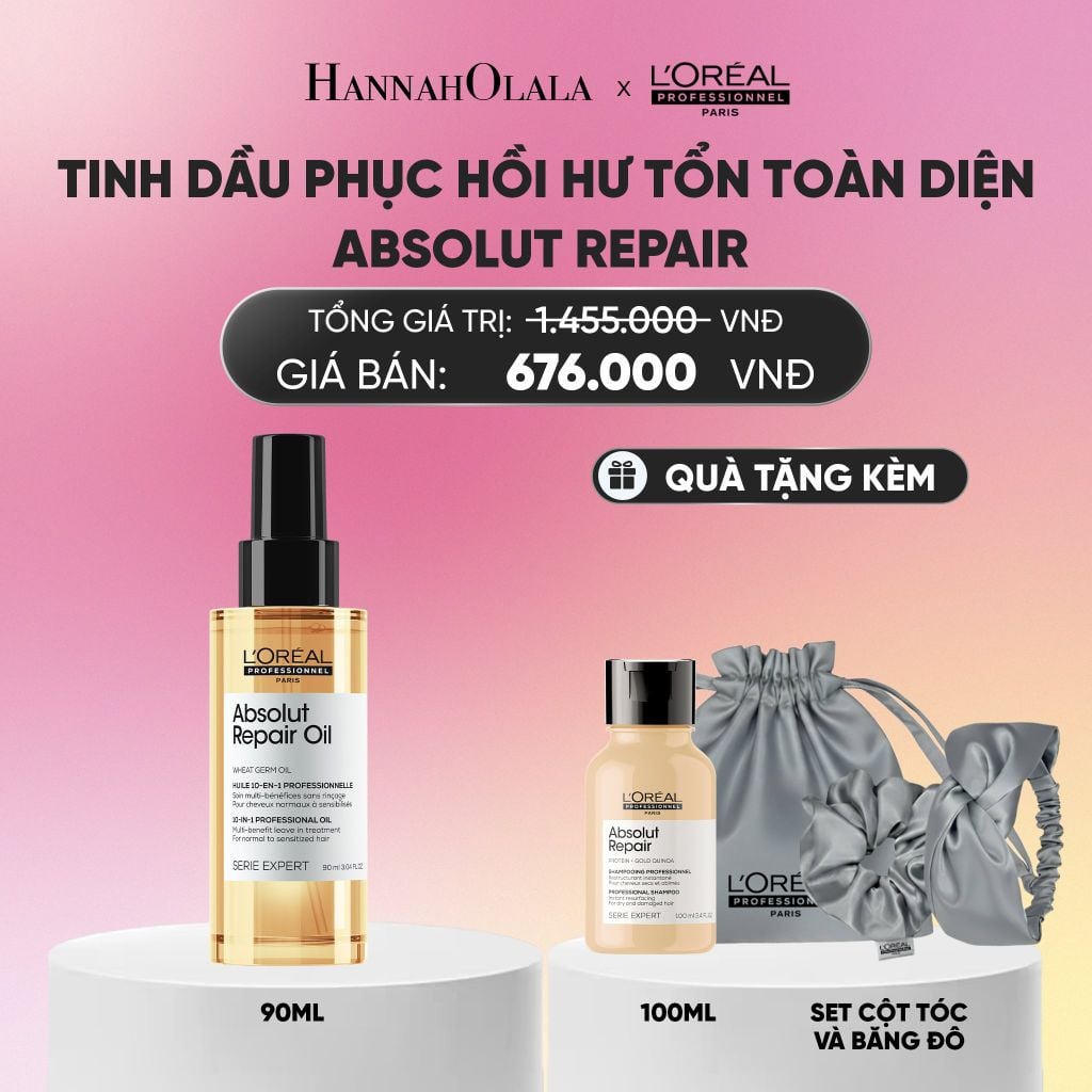  TINH DẦU ĐA NĂNG PHỤC HỒI TÓC HƯ TỔN TOÀN DIỆN 10 TRONG 1 L'ORÉAL PROFESSIONNEL SERIE EXPERT ABSOLUT REPAIR GOLD 90ML_A1220 