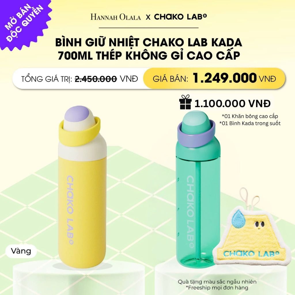  BÌNH GIỮ NHIỆT CHAKO LAB KADA 700ML THÉP KHÔNG GỈ CAO CẤP _ DEAL 15 
