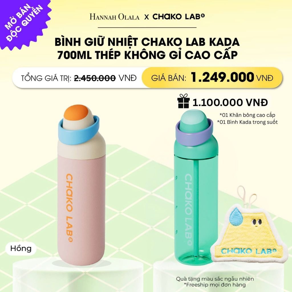  BÌNH GIỮ NHIỆT CHAKO LAB KADA 700ML THÉP KHÔNG GỈ CAO CẤP _ DEAL 15 