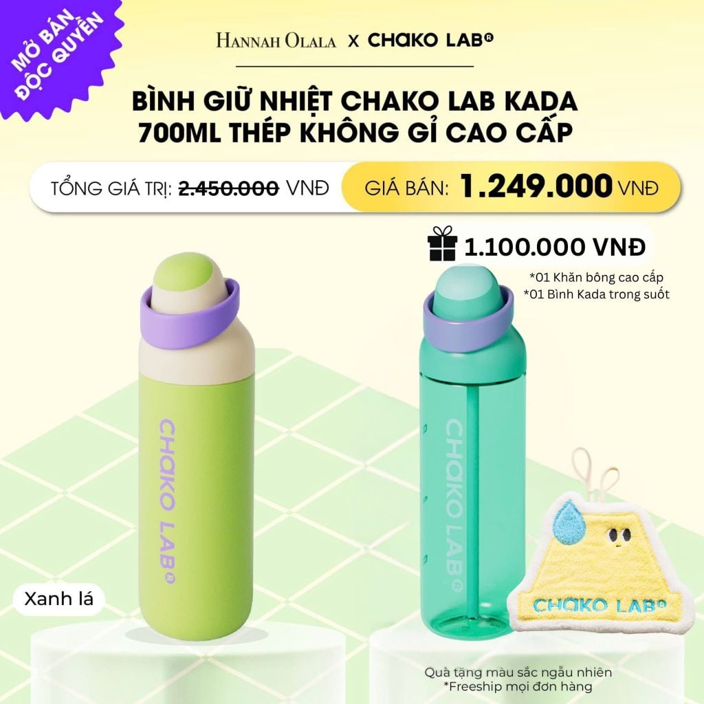  BÌNH GIỮ NHIỆT CHAKO LAB KADA 700ML THÉP KHÔNG GỈ CAO CẤP _ DEAL 15 