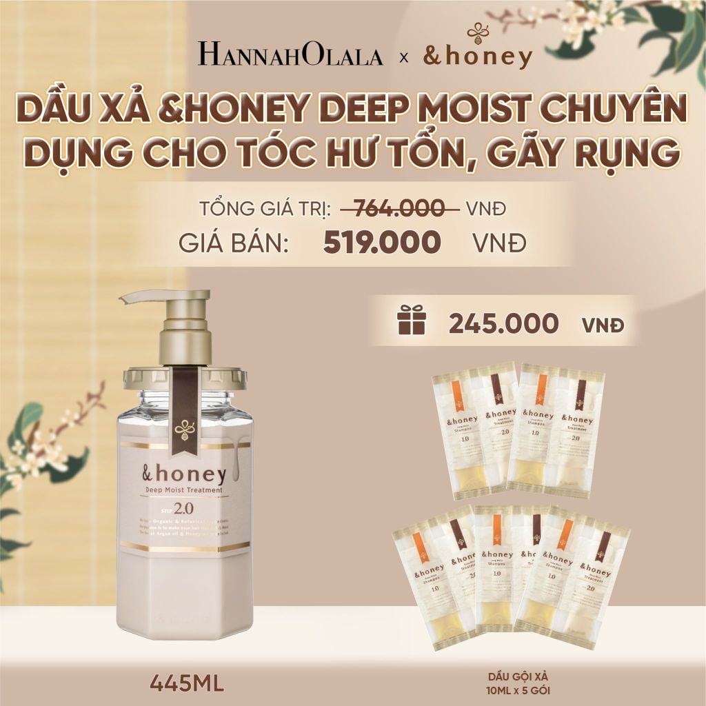  DẦU XẢ &HONEY DEEP MOIST CẤP ẨM CHUYÊN SÂU CHUYÊN DỤNG CHO TÓC HƯ TỔN, GÃY RỤNG - A388 