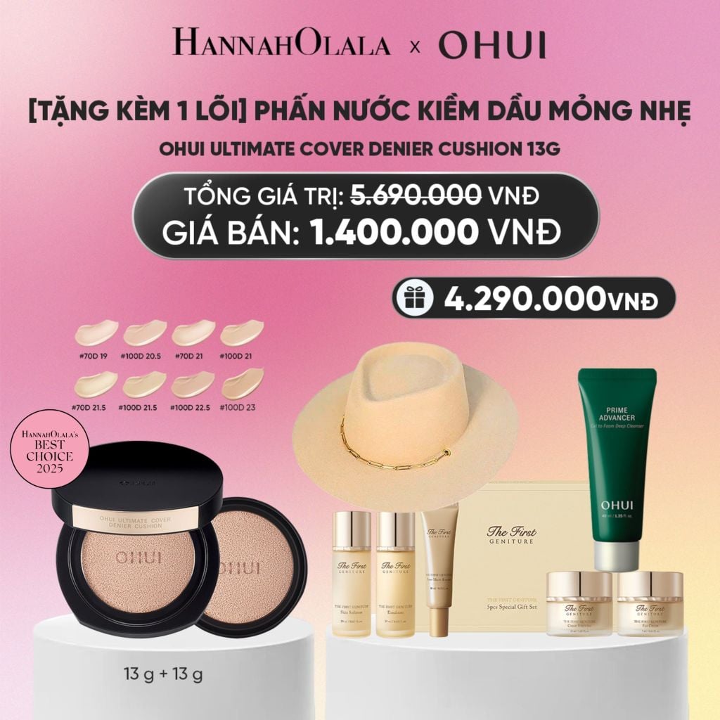  [TẶNG KÈM 1 LÕI] PHẤN NƯỚC KIỀM DẦU MỎNG NHẸ OHUI ULTIMATE COVER DENIER CUSHION 13G_A854 