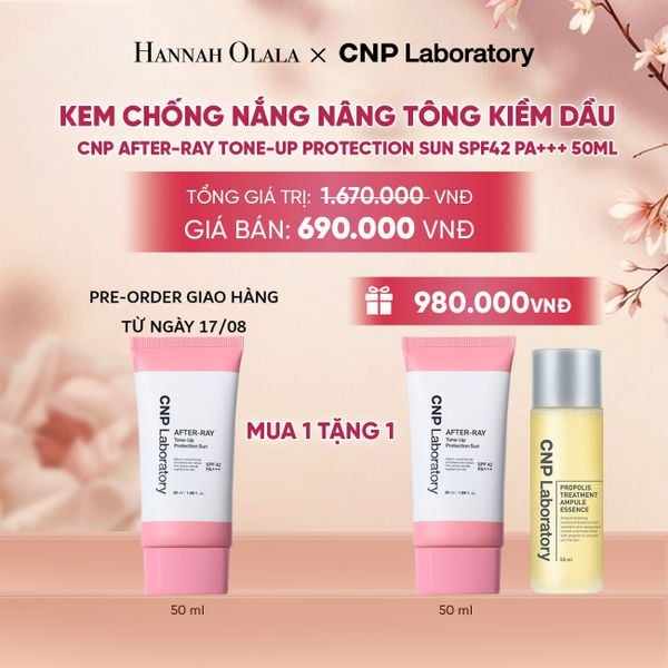  PHIÊN BẢN 2026 - KEM CHỐNG NẮNG NÂNG TÔNG KIỀM DẦU CNP AFTER-RAY TONE-UP PROTECTION SUN SPF42 PA+++ 50ML [PRE-ORDER GIAO HÀNG TỪ NGÀY 17/08] - A67 