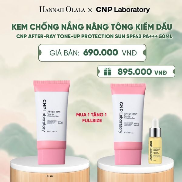  KEM CHỐNG NẮNG NÂNG TÔNG KIỀM DẦU CNP AFTER-RAY TONE-UP PROTECTION SUN SPF42 PA+++ 50ML - A834 