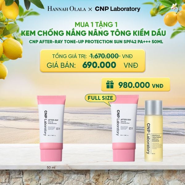  PHIÊN BẢN 2026 - KEM CHỐNG NẮNG NÂNG TÔNG KIỀM DẦU CNP AFTER-RAY TONE-UP PROTECTION SUN SPF42 PA+++ 50ML - A1 