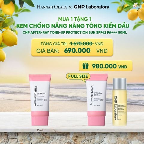  PHIÊN BẢN 2026 - KEM CHỐNG NẮNG NÂNG TÔNG KIỀM DẦU CNP AFTER-RAY TONE-UP PROTECTION SUN SPF42 PA+++ 50ML - A1 