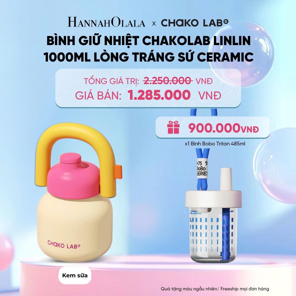  BÌNH GIỮ NHIỆT CHAKOLAB LINLIN 1000ML LÒNG TRÁNG SỨ CERAMIC 