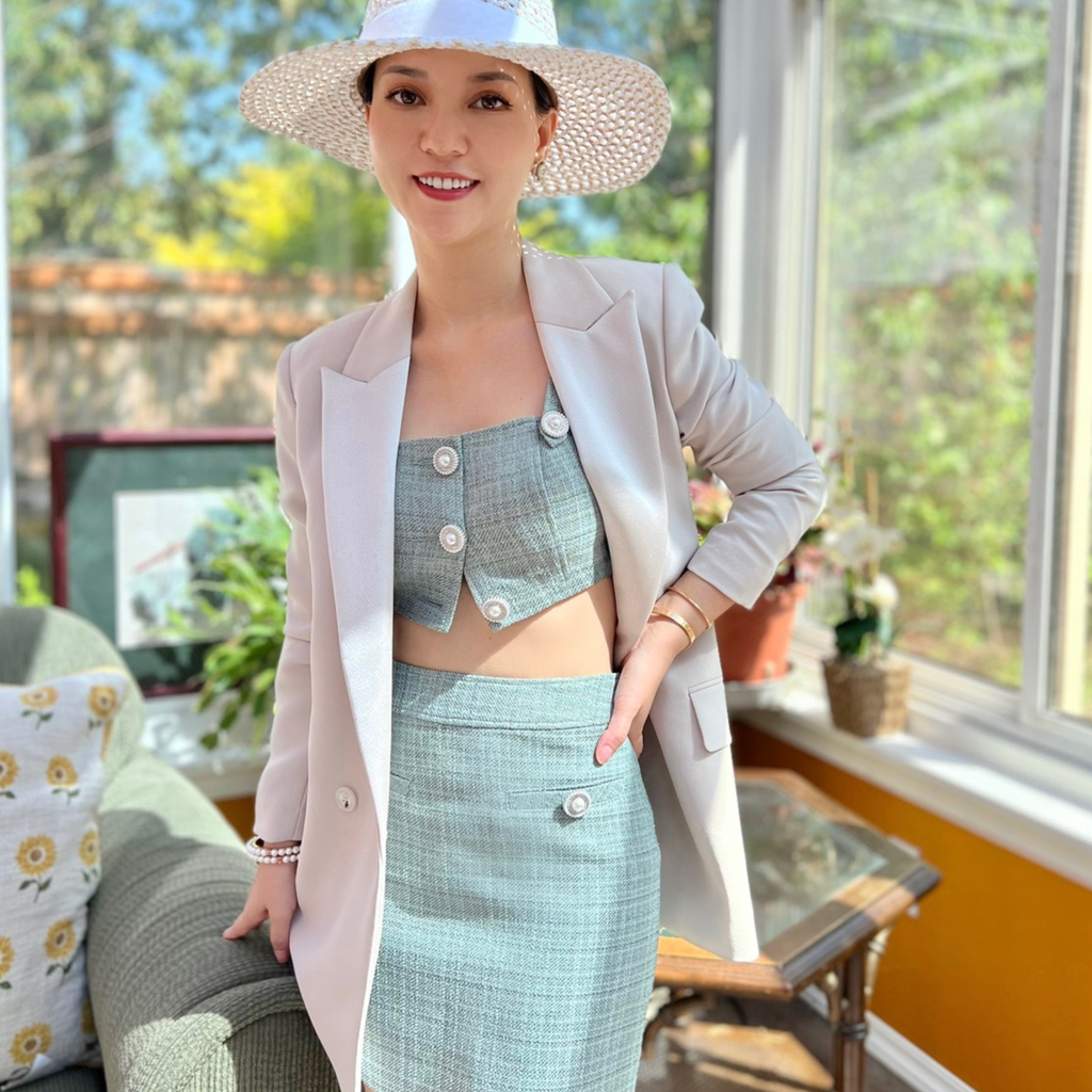  DEAL 13F: VÁY HOẶC ÁO CROPTOP CÔNG SỞ - MÀU XANH RÊU (MINT) 