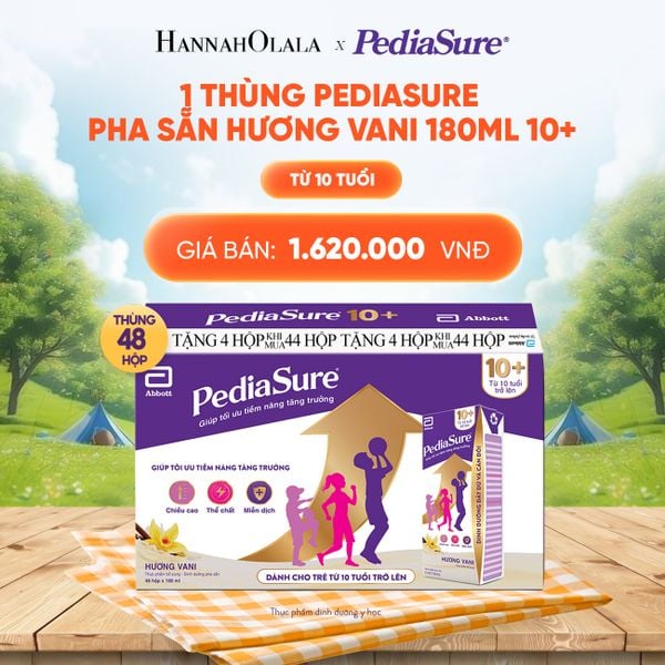  1 THÙNG PEDIASURE PHA SẴN HƯƠNG VANI 180ML 10+ DEAL 6: 